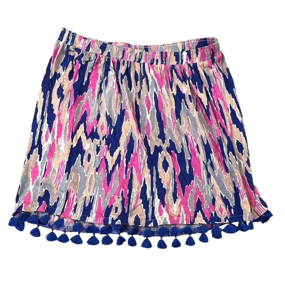 Lilly Pulitzer Womens Strapless Palma Tube Top Size Medium Tassels Pink‎ Blue - Picture 2 of 7